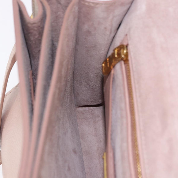 Miu Miu Hand Bag Leather 2way Pink Gold Tone Auth ka6266A
