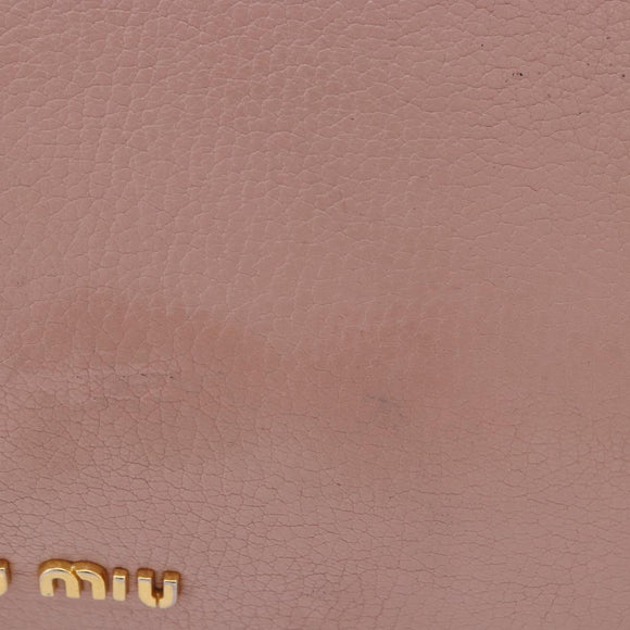 Miu Miu Hand Bag Leather 2way Pink Gold Tone Auth ka6266A