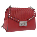 PRADA Chain Shoulder Bag Leather Red Silver Auth ka6268V-1