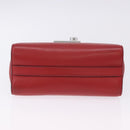 PRADA Chain Shoulder Bag Leather Red Silver Auth ka6268V-6