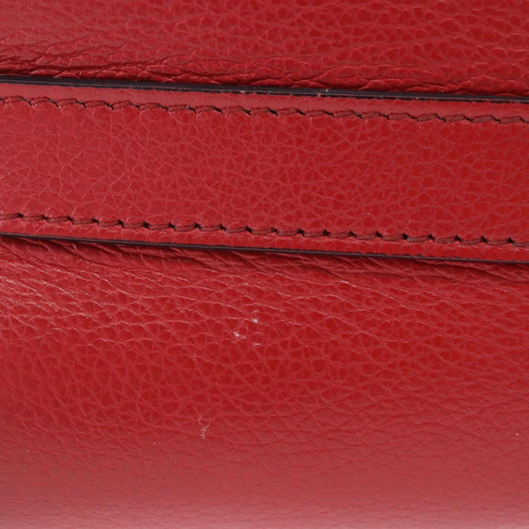 PRADA Chain Shoulder Bag Leather Red Silver Auth ka6268V