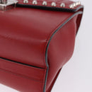 PRADA Chain Shoulder Bag Leather Red Silver Auth ka6268V-16