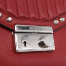 PRADA Chain Shoulder Bag Leather Red Silver Auth ka6268V-19