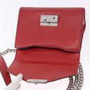 PRADA Chain Shoulder Bag Leather Red Silver Auth ka6268V-20