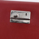 PRADA Chain Shoulder Bag Leather Red Silver Auth ka6268V-21