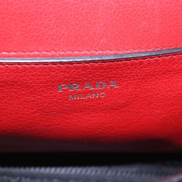 PRADA Chain Shoulder Bag Leather Red Silver Auth ka6268V
