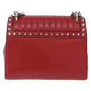 PRADA Chain Shoulder Bag Leather Red Silver Auth ka6268V-2