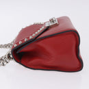 PRADA Chain Shoulder Bag Leather Red Silver Auth ka6268V-5