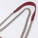 PRADA Chain Shoulder Bag Leather Red Silver Auth ka6268V-14