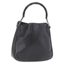 GUCCI Bamboo Hand Bag Leather Black Silver 001 1638 Auth ka6269-1
