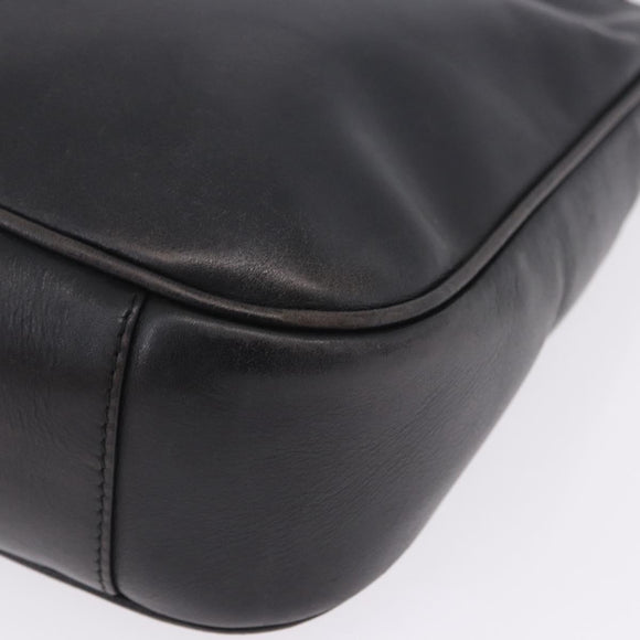 GUCCI Bamboo Hand Bag Leather Black Silver 001 1638 Auth ka6269