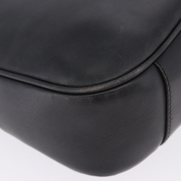 GUCCI Bamboo Hand Bag Leather Black Silver 001 1638 Auth ka6269