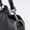 GUCCI Bamboo Hand Bag Leather Black Silver 001 1638 Auth ka6269-19