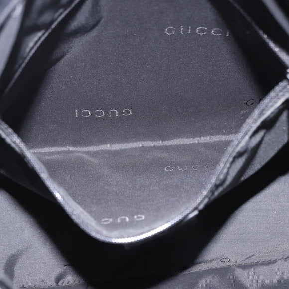 GUCCI Bamboo Hand Bag Leather Black Silver 001 1638 Auth ka6269