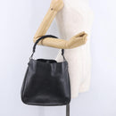 GUCCI Bamboo Hand Bag Leather Black Silver 001 1638 Auth ka6269-27