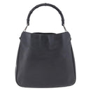 GUCCI Bamboo Hand Bag Leather Black Silver 001 1638 Auth ka6269-3