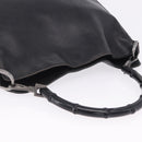 GUCCI Bamboo Hand Bag Leather Black Silver 001 1638 Auth ka6269-7