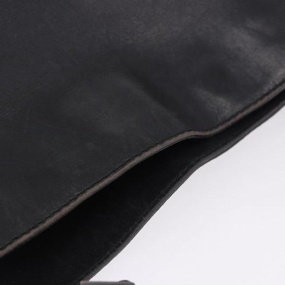 GUCCI Bamboo Hand Bag Leather Black Silver 001 1638 Auth ka6269