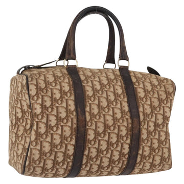 Christian Dior Trotter Canvas Hand Bag Brown Gold Auth ka627