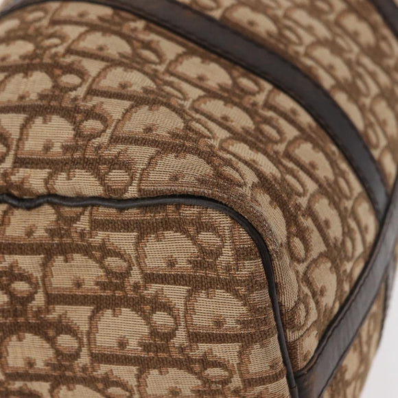 Christian Dior Trotter Canvas Hand Bag Brown Gold Auth ka627