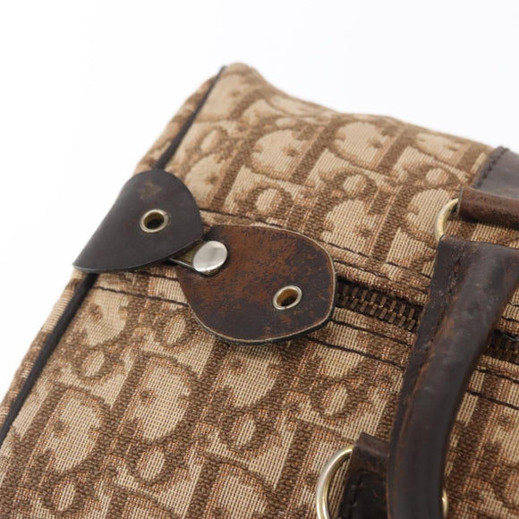 Christian Dior Trotter Canvas Hand Bag Brown Gold Auth ka627