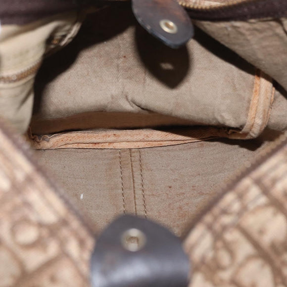 Christian Dior Trotter Canvas Hand Bag Brown Gold Auth ka627
