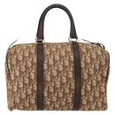 Christian Dior Trotter Canvas Hand Bag Brown Gold Auth ka627-3