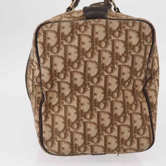 Christian Dior Trotter Canvas Hand Bag Brown Gold Auth ka627