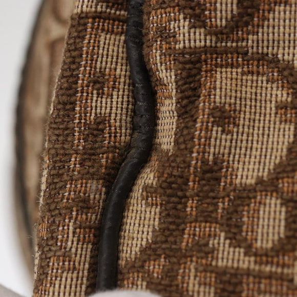Christian Dior Trotter Canvas Hand Bag Brown Gold Auth ka627