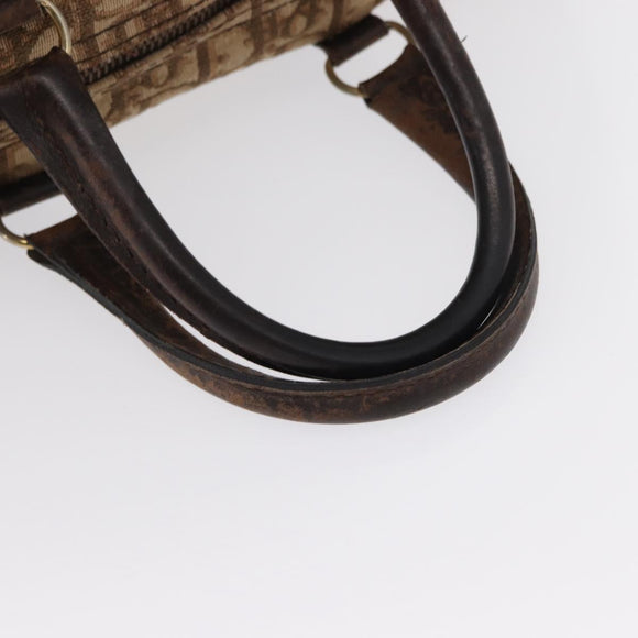 Christian Dior Trotter Canvas Hand Bag Brown Gold Auth ka627