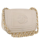 CHANEL COCO Mark Chain Shoulder Bag Lamb Skin Ivory Gold Tone CC Auth ka6278A-1