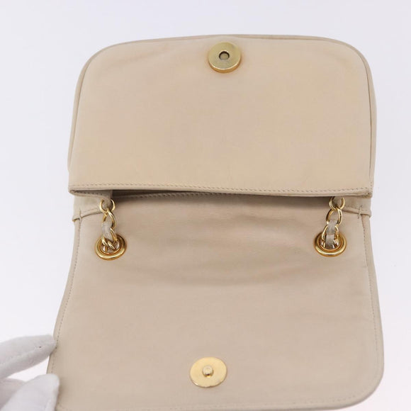CHANEL COCO Mark Chain Shoulder Bag Lamb Skin Ivory Gold Tone CC Auth ka6278A