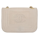 CHANEL COCO Mark Chain Shoulder Bag Lamb Skin Ivory Gold Tone CC Auth ka6278A-2