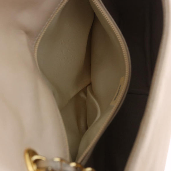 CHANEL COCO Mark Chain Shoulder Bag Lamb Skin Ivory Gold Tone CC Auth ka6278A