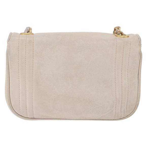 CHANEL COCO Mark Chain Shoulder Bag Lamb Skin Ivory Gold Tone CC Auth ka6278A