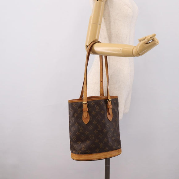 LOUIS VUITTON Monogram Bucket PM Shoulder Bag M42238 LV Auth ka6281