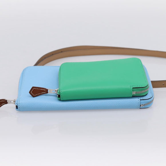 HERMES Nouveau To Go Ship Shoulder Wallet Leather Lavande Auth ka6284SM