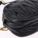 Miu Miu Matelasse Shoulder Bag Leather Black Gold Tone Auth ka6286A-19