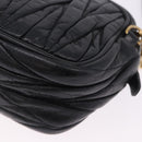 Miu Miu Matelasse Shoulder Bag Leather Black Gold Tone Auth ka6286A-20
