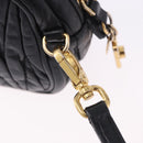 Miu Miu Matelasse Shoulder Bag Leather Black Gold Tone Auth ka6286A-21