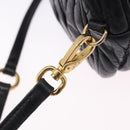 Miu Miu Matelasse Shoulder Bag Leather Black Gold Tone Auth ka6286A-22