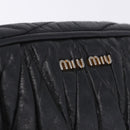 Miu Miu Matelasse Shoulder Bag Leather Black Gold Tone Auth ka6286A-23