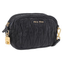 Miu Miu Matelasse Shoulder Bag Leather Black Gold Tone Auth ka6286A-1