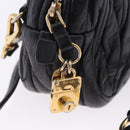 Miu Miu Matelasse Shoulder Bag Leather Black Gold Tone Auth ka6286A-24