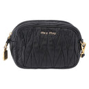 Miu Miu Matelasse Shoulder Bag Leather Black Gold Tone Auth ka6286A-13