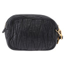 Miu Miu Matelasse Shoulder Bag Leather Black Gold Tone Auth ka6286A-2