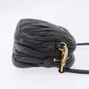 Miu Miu Matelasse Shoulder Bag Leather Black Gold Tone Auth ka6286A-3