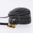 Miu Miu Matelasse Shoulder Bag Leather Black Gold Tone Auth ka6286A-4