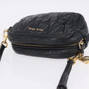 Miu Miu Matelasse Shoulder Bag Leather Black Gold Tone Auth ka6286A-6