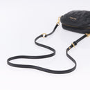Miu Miu Matelasse Shoulder Bag Leather Black Gold Tone Auth ka6286A-7
